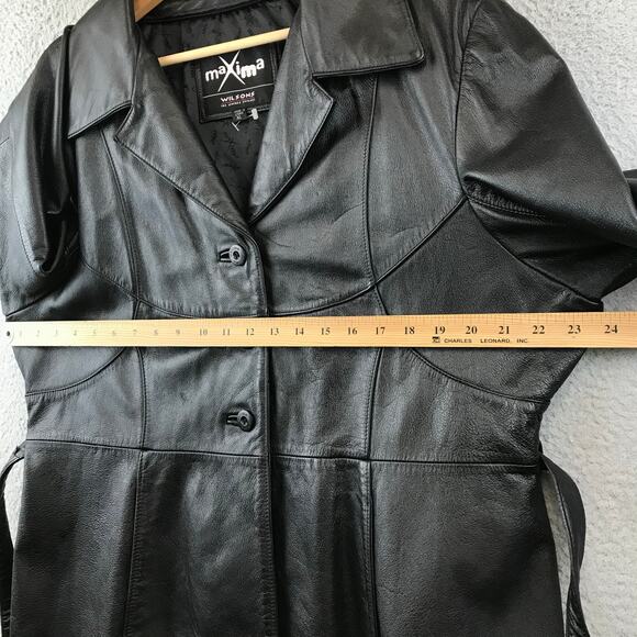 Wilsons Leather Maxima Black Leather Belted Jacket XL - Picture 9 of 11